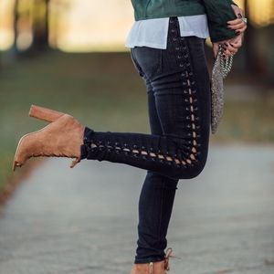 Express Lace-Up High-Rise Jeggings Black